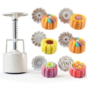 LIUSM Cookie Stamps 6 Piece Set Moon Cake Mold-0
