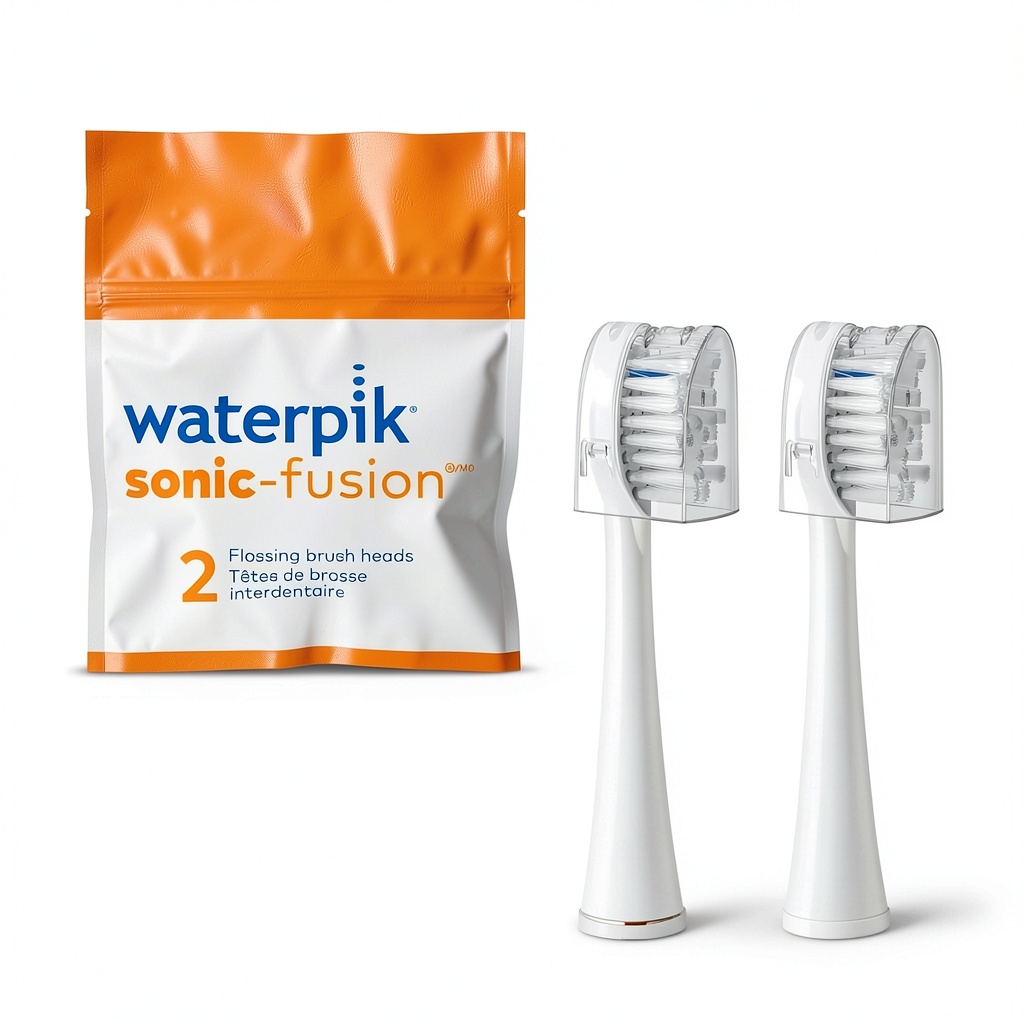Installing Waterpik Sonic-Fusion Replacement Brush Heads on a bathroom countertop
