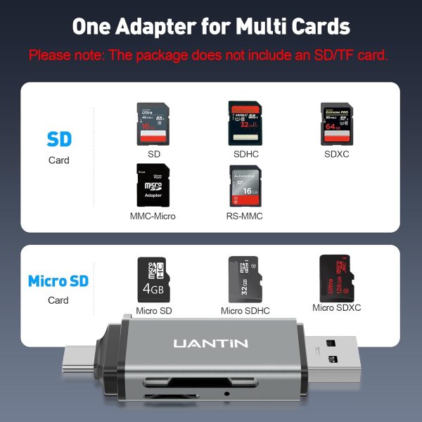 UANTIN Grey USB C Card Reader for Computer-3
