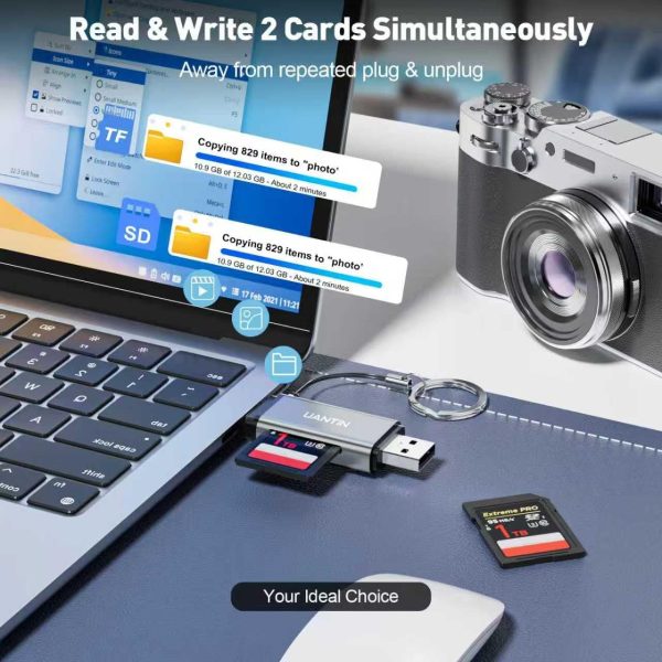 UANTIN Grey USB C Card Reader for Computer-2