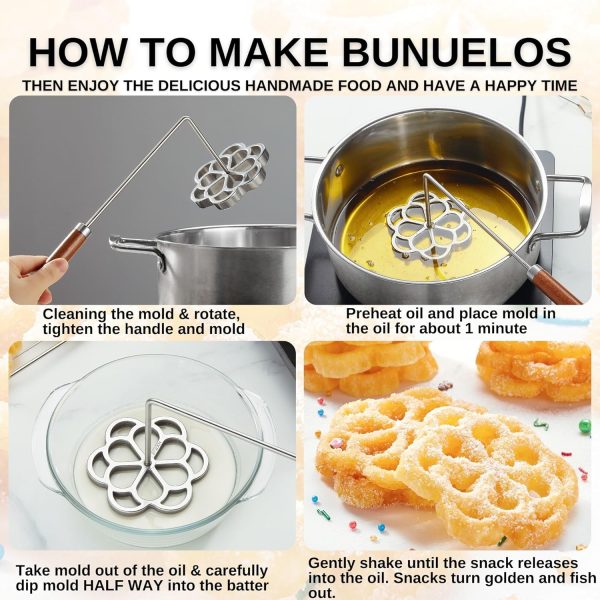 MUMSUNG Flower Bunuelos Mold Stainless Steel Christmas-5