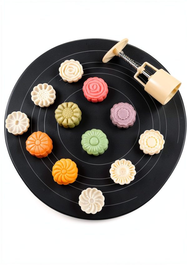 LIUSM Cookie Stamps 6 Piece Set Moon Cake Mold-2