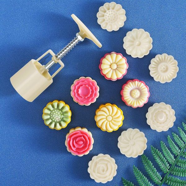 Luxiv Moon Cake Mold Food Grade Plastic 12 Patterns DIY-6