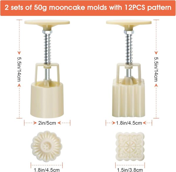 Luxiv Moon Cake Mold Food Grade Plastic 12 Patterns DIY-1