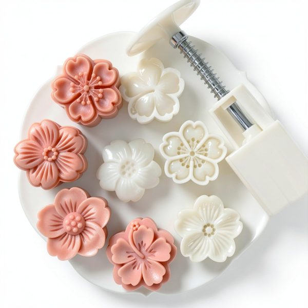 Zhuluck Cherry Blossom Mooncake Mold Plastic Cookie Stamps-0