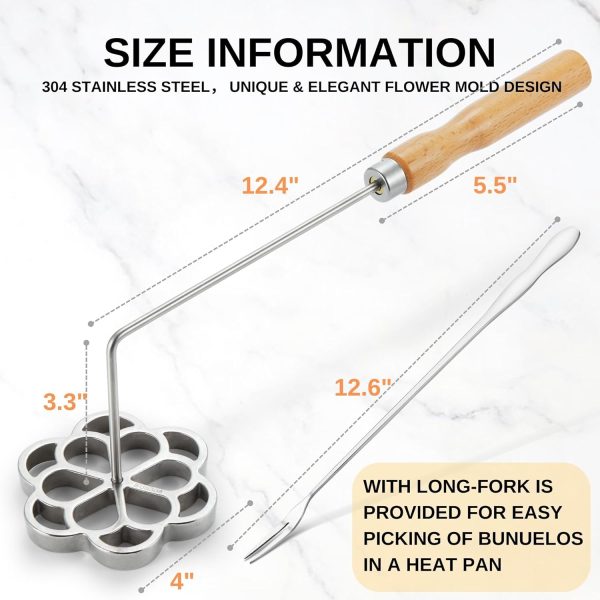 MUMSUNG Flower Bunuelos Mold Stainless Steel Christmas-3