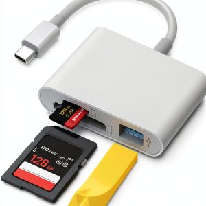 MujuDoler USB-C SD Card Reader 3-in-1 Dual Slot White Model C4-C-0
