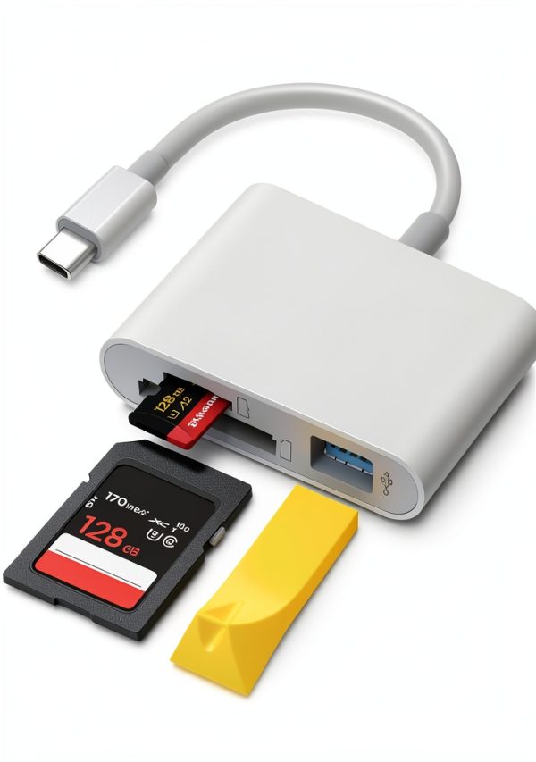 MujuDoler USB-C SD Card Reader 3-in-1 Dual Slot White Model C4-C-0