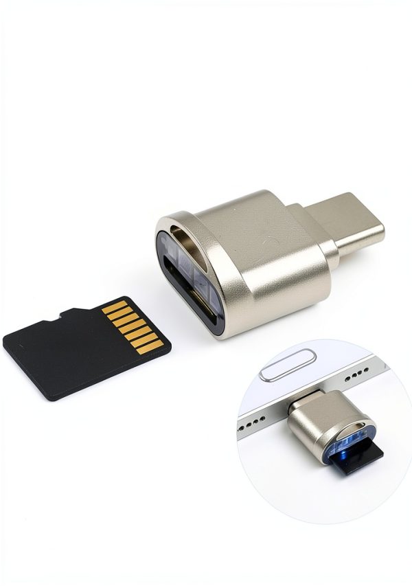 USB C Micro SD Card Reader Mepsies Gold Compact-5