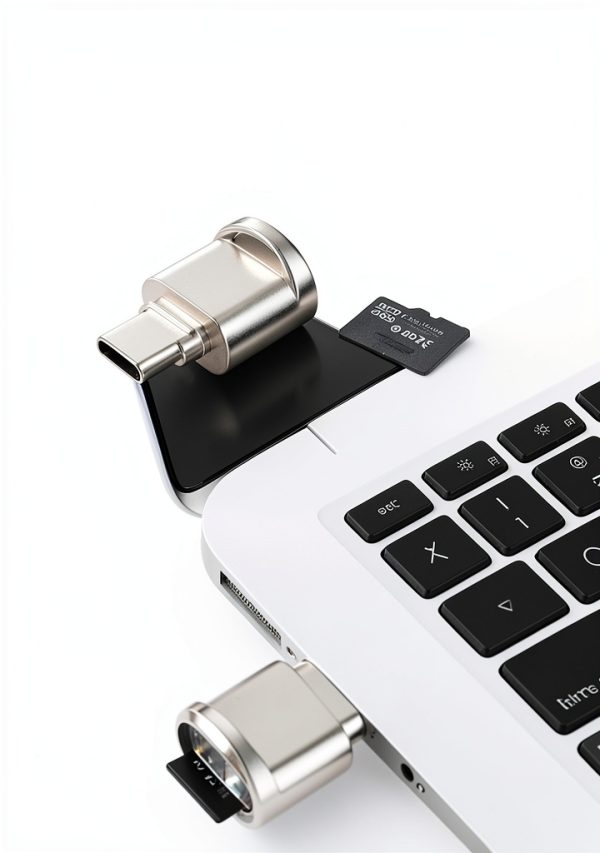 USB C Micro SD Card Reader Mepsies Gold Compact-6