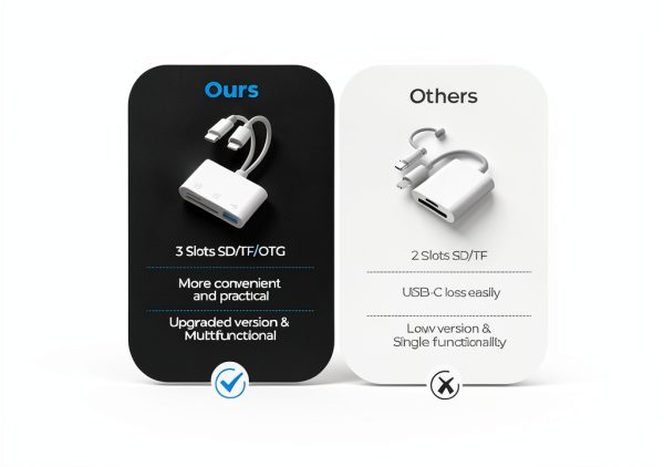 USB C SD Card Reader WEZAFO 3 in 1 Dual Slot-3