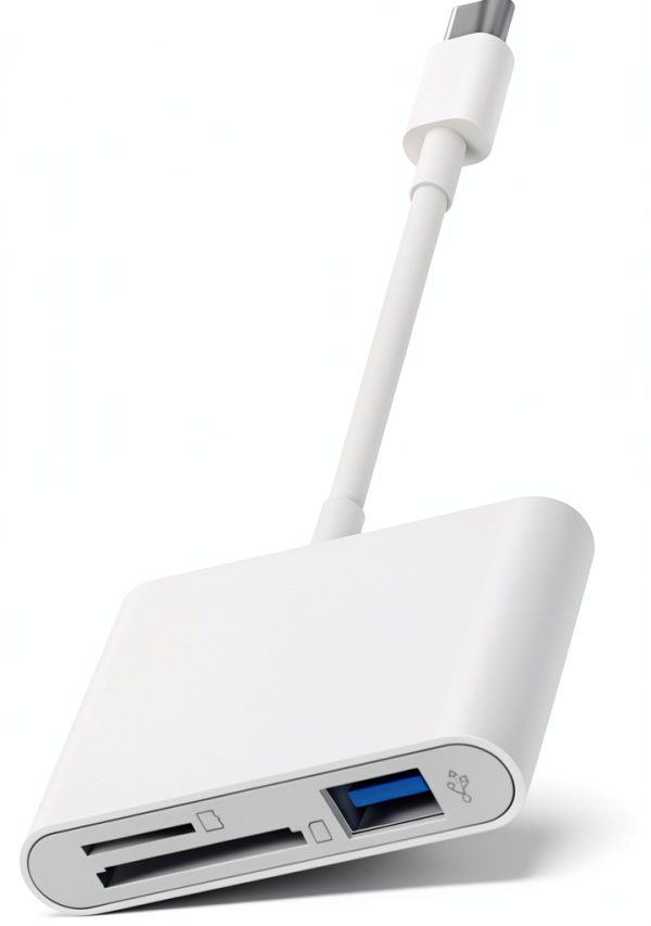 MujuDoler USB-C SD Card Reader 3-in-1 Dual Slot White Model C4-C-7