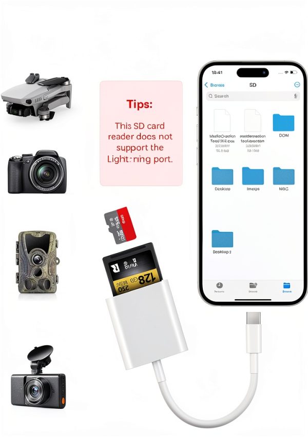xdgeLoad USB C SD Card Reader 3 Slots White Compact Multi Card Adapter-2
