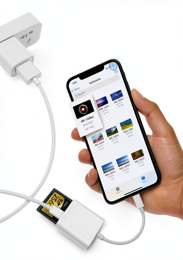 Oyuiasle iPhone SD Card Reader 2-in-1 Lightning USB-C Adapter White-3
