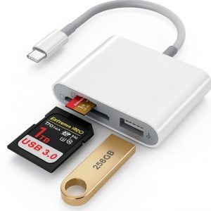 USB C SD Card Reader SZHAIYIJIN OC+ Dual Slot USB 3.0 White-0