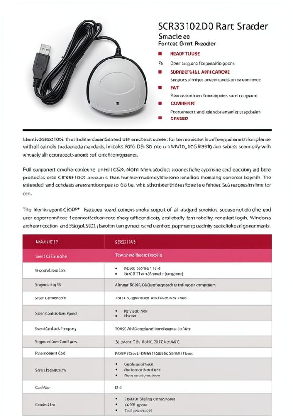 Identiv USB Smart Card Reader SCR3310 Grey USB-A Compact EMV Level 1-2