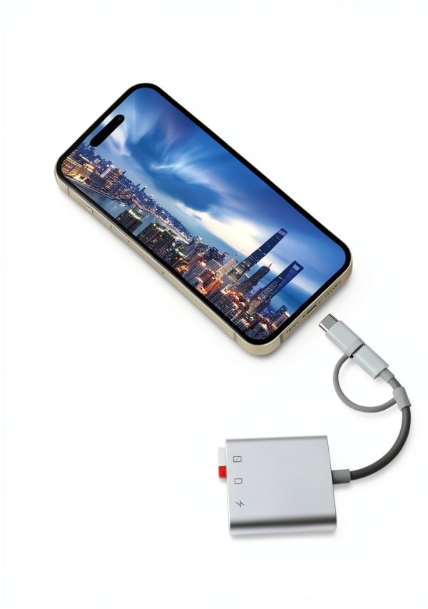 Oyuiasle iPhone SD Card Reader 2-in-1 Lightning USB-C Adapter White-1