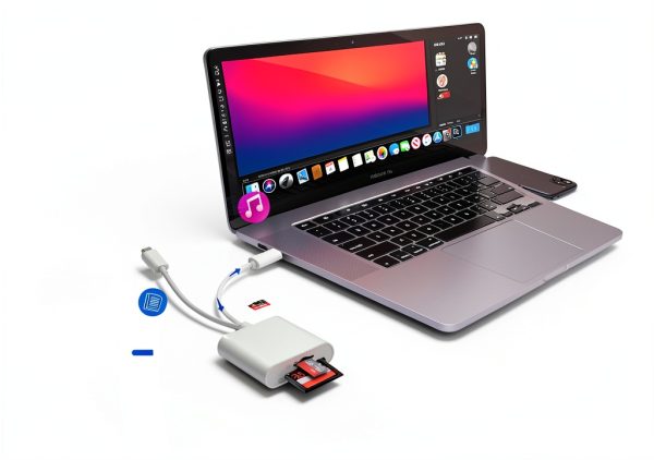 Denlane 5-in-1 USB‑C & Lightning SD Card Reader White-3