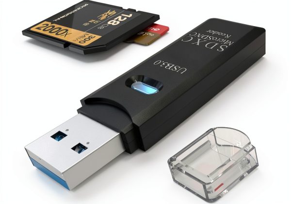 Wansurs USB 3.0 Dual Slot SD Card Reader CR034 Black 1 Pack-6
