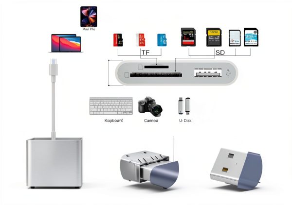 USB C SD Card Reader SZHAIYIJIN OC+ Dual Slot USB 3.0 White-1