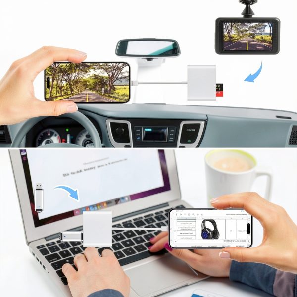 USB C SD Card Reader SZHAIYIJIN OC+ Dual Slot USB 3.0 White-4