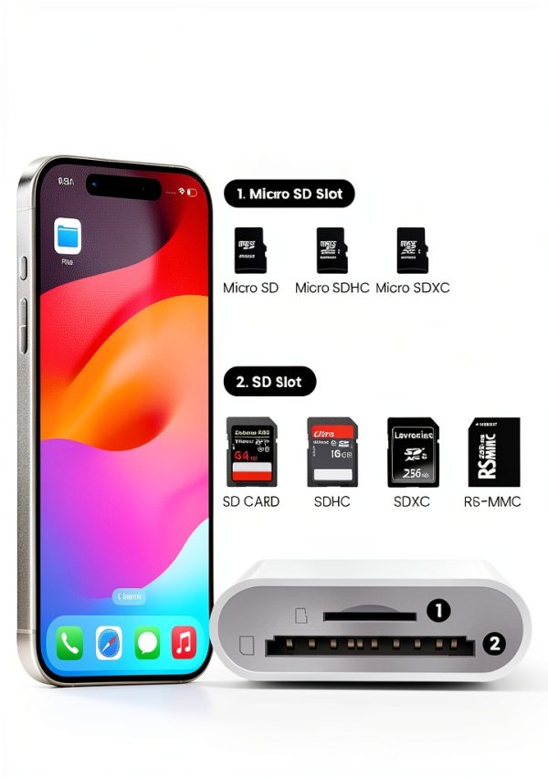 xdgeLoad USB C SD Card Reader 3 Slots White Compact Multi Card Adapter-1