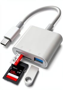 USB C SD Card Reader Oyuiasle White Multi Slot USB C Adapter with Plug-0