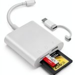 Oyuiasle iPhone SD Card Reader 2-in-1 Lightning USB-C Adapter White-0