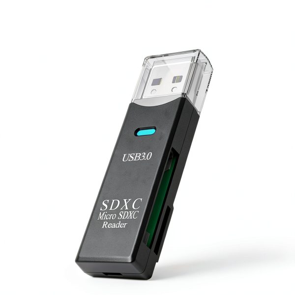 Wansurs USB 3.0 Dual Slot SD Card Reader CR034 Black 1 Pack-1