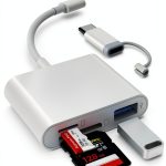AkHolz SD Card Reader L4Lte White Dual-Connector 3-in-1 Built-In Cords-0