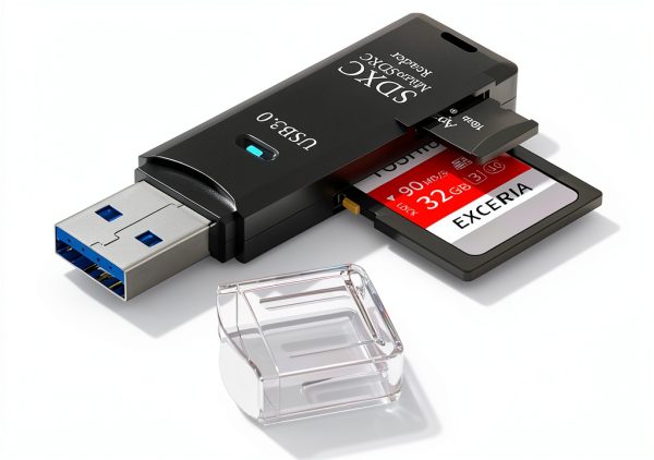 Wansurs USB 3.0 Dual Slot SD Card Reader CR034 Black 1 Pack-0