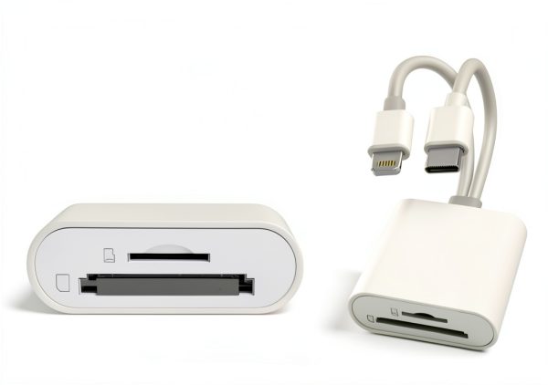 Denlane 5-in-1 USB‑C & Lightning SD Card Reader White-1