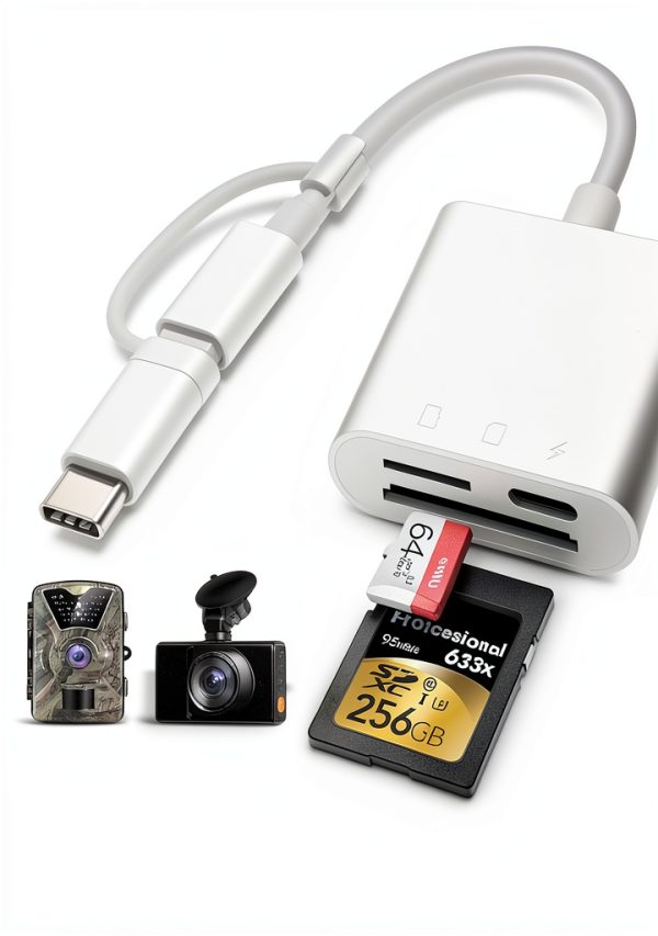 Oyuiasle iPhone SD Card Reader 2-in-1 Lightning USB-C Adapter White-4