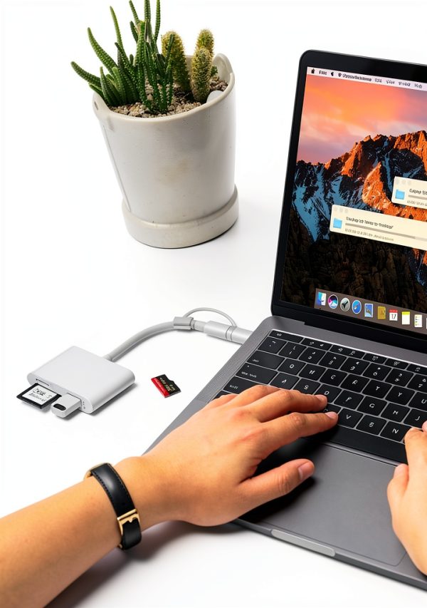AkHolz SD Card Reader L4Lte White Dual-Connector 3-in-1 Built-In Cords-5