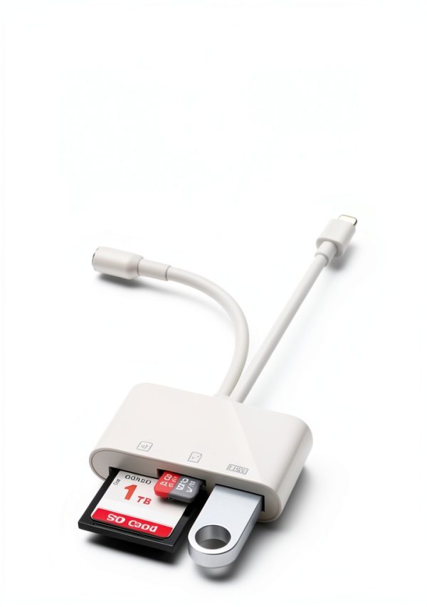 USB C Lightning Card Reader CULGC X-116 White Dual SD TF USB 5Gbps-2