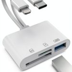 USB C Lightning Card Reader CULGC X-116 White Dual SD TF USB 5Gbps-0